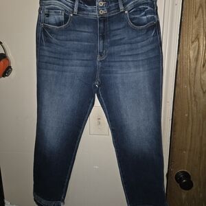 KanCan women's high-rise ankle skinny jeans with a frayed, raw hem